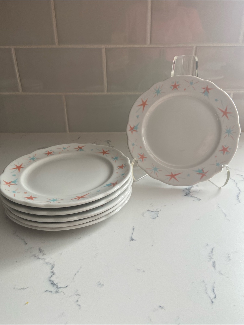 Set of 6 Jackson China Atomic Starburst Dessert Salad Plates MCM